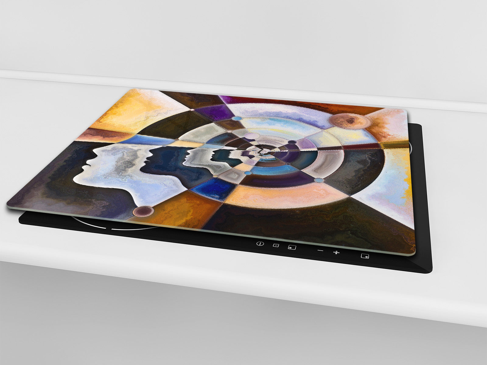 Chopping Board Set - Induction Cooktop Cover – Glass Cutting Board; MEASURES: SINGLE: 60 x 52 cm (23,62” x 20,47”); DOUBLE: 30 x 52 cm (11,81” x 20,47”); D33 Abstract Graphics Series: Colors in us