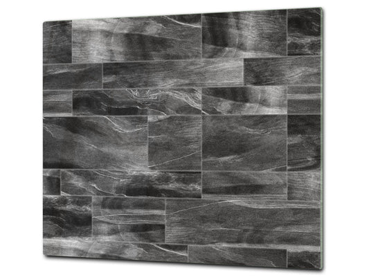 KITCHEN BOARD & Induction Cooktop Cover – Glass Pastry Board D25 Textures and tiles 1 Series: Dark grey marble tiles