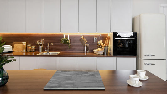 KITCHEN BOARD & Induction Cooktop Cover – Glass Pastry Board D25 Textures and tiles 1 Series: Grey irregularity 1