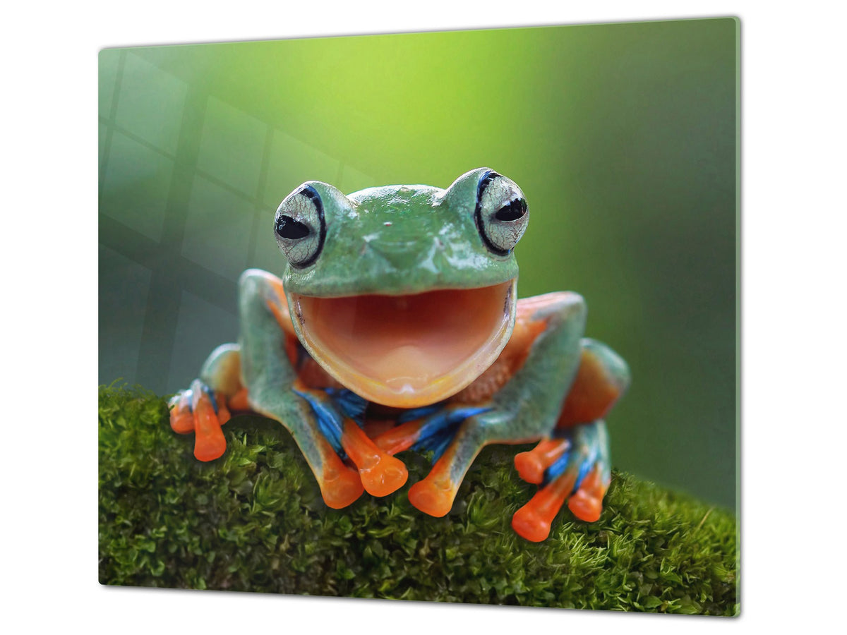 Tempered GLASS Cutting Board 60D01: A smiling frog 2