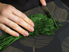 Tempered GLASS Kitchen Board – Impact & Scratch Resistant D27 Vintage leaves and patterns Series: Botanical modern art