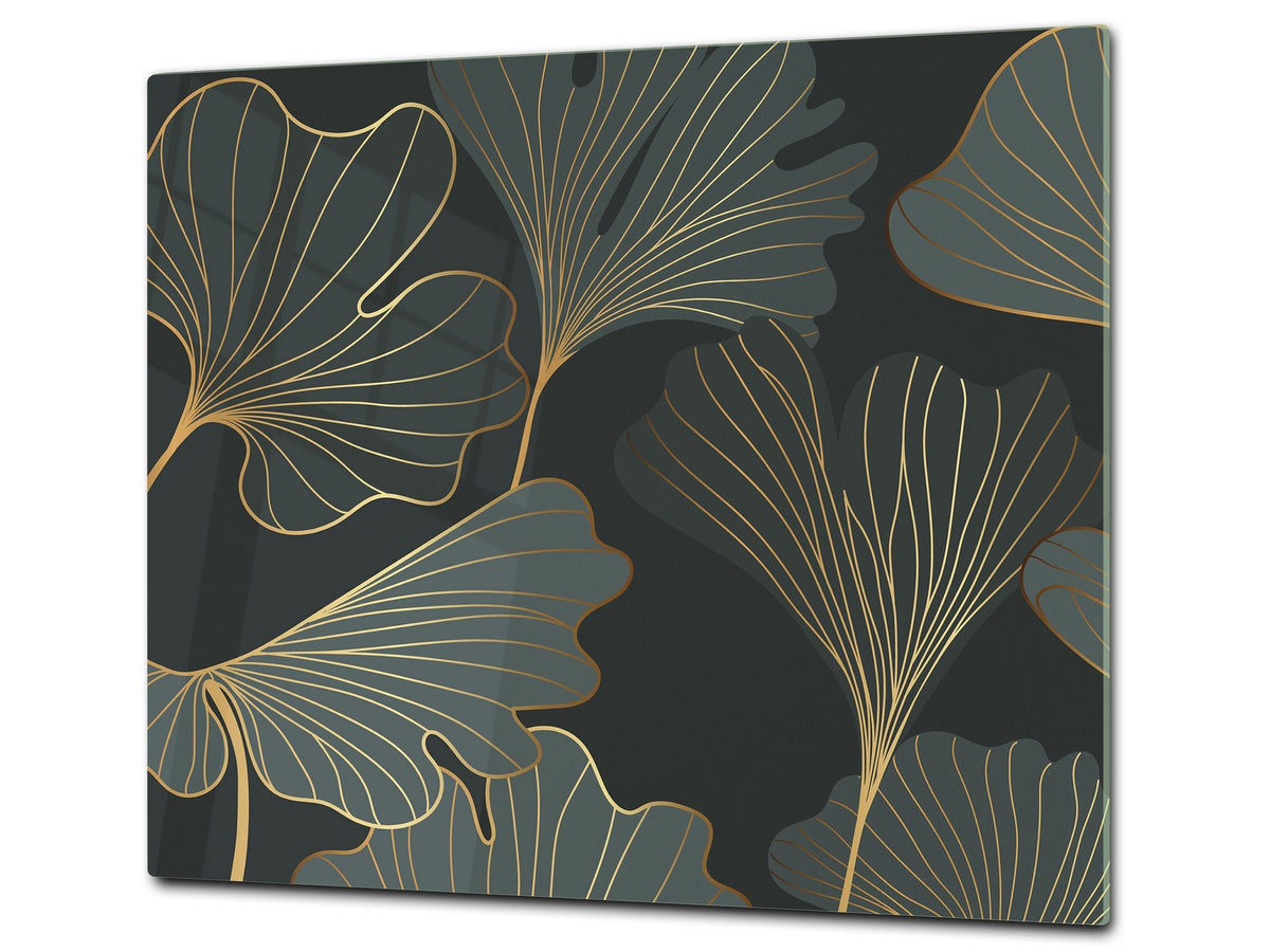 Tempered GLASS Kitchen Board – Impact & Scratch Resistant D27 Vintage leaves and patterns Series: Floral art deco