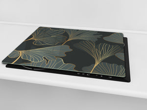 Tempered GLASS Kitchen Board – Impact & Scratch Resistant D27 Vintage leaves and patterns Series: Floral art deco