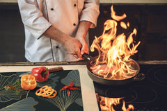 Tempered GLASS Kitchen Board – Impact & Scratch Resistant D27 Vintage leaves and patterns Series: Floral art deco