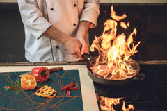 Tempered GLASS Kitchen Board – Impact & Scratch Resistant D27 Vintage leaves and patterns Series: Abstract leaves