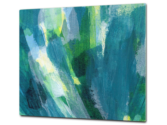 Tempered GLASS Kitchen Board – Impact & Scratch Resistant D27 Vintage leaves and patterns Series: Colourful paint brushes