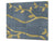 KITCHEN BOARD & Induction Cooktop Cover – Glass Pastry Board D25 Textures and tiles 1 Series: Golden branches on a blue background