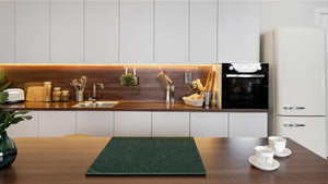 Tempered GLASS Kitchen Board – Impact & Scratch Resistant D27 Vintage leaves and patterns Series: Abstract banana leaves