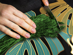 Induction Cooktop Cover Kitchen Board – Impact Resistant Glass Pastry Board – Heat resistant; MEASURES: SINGLE: 60 x 52 cm (23,62” x 20,47”); DOUBLE: 30 x 52 cm (11,81” x 20,47”); D31 Tropical Leaves Series: Vector art