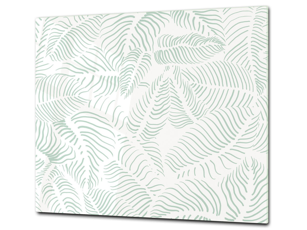 Tempered GLASS Kitchen Board – Impact & Scratch Resistant D27 Vintage leaves and patterns Series: Abstract leave background
