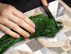 Tempered GLASS Kitchen Board – Impact & Scratch Resistant D27 Vintage leaves and patterns Series: Retro tiles pattern