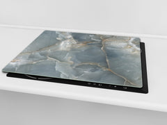 CUTTING BOARD and Cooktop Cover - Impact & Shatter Resistant Glass D21 Marbles 1 Series: Grey grunge stone