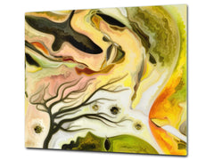 Induction Cooktop Cover –Shatter Resistant Glass Kitchen Board – Hob cover; MEASURES: SINGLE: 60 x 52 cm (23,62” x 20,47”); DOUBLE: 30 x 52 cm (11,81” x 20,47”); D32 Paintings Series: Silhouette of an abstract bird