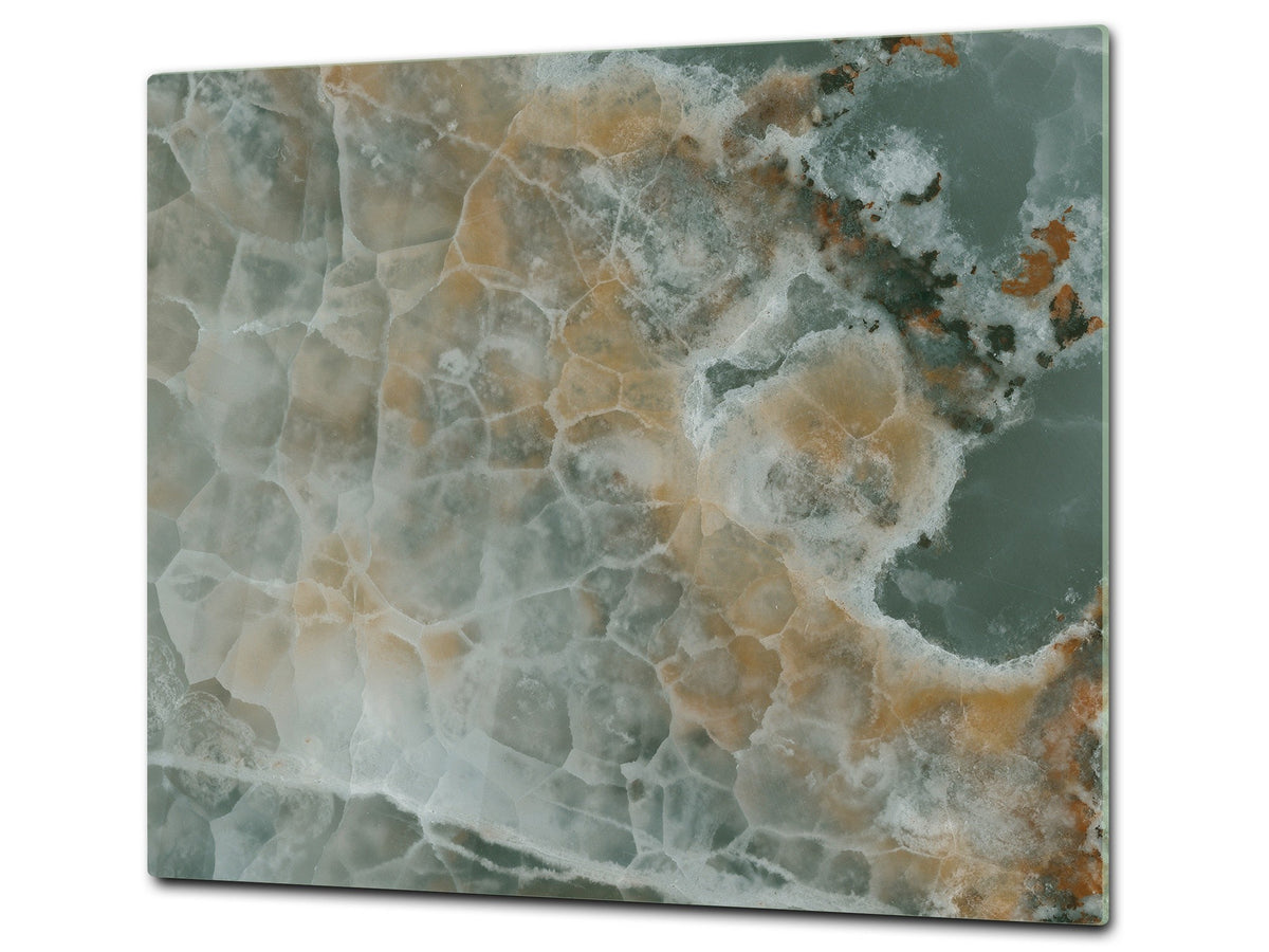 CUTTING BOARD and Cooktop Cover - Impact & Shatter Resistant Glass D21 Marbles 1 Series: Marble waves