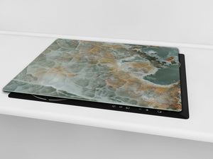 CUTTING BOARD and Cooktop Cover - Impact & Shatter Resistant Glass D21 Marbles 1 Series: Marble waves