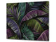 Induction Cooktop Cover Kitchen Board – Impact Resistant Glass Pastry Board – Heat resistant; MEASURES: SINGLE: 60 x 52 cm (23,62” x 20,47”); DOUBLE: 30 x 52 cm (11,81” x 20,47”); D31 Tropical Leaves Series: Dark exotic pattern