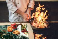 Chopping Board - Worktop saver and Pastry Board - Glass Cutting Board D23 Colourful abstractions: Mesmerising golden powder