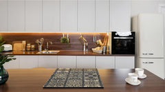 Tempered GLASS Kitchen Board – Impact & Scratch Resistant D27 Vintage leaves and patterns Series: Sculpted mosaic pattern
