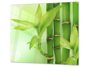 Tempered GLASS Kitchen Board – Impact & Scratch Resistant; D08 Nature Series: Bamboo shoots
