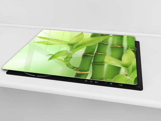 Tempered GLASS Kitchen Board – Impact & Scratch Resistant; D08 Nature Series: Bamboo shoots