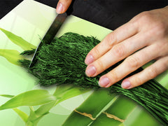 Planche à découper en verre trempé ; D08  Série Nature: Pousses de bambou