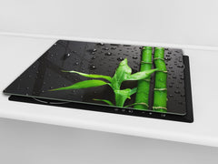 Very Big Kitchen Board – Glass Cutting Board and worktop saver; Nature series DD08: Bambù con gocce