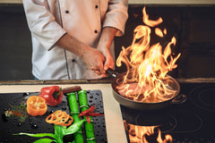 Very Big Kitchen Board – Glass Cutting Board and worktop saver; Nature series DD08: Bambù con gocce