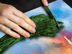 Induction Cooktop Cover –Shatter Resistant Glass Kitchen Board – Hob cover; MEASURES: SINGLE: 60 x 52 cm (23,62” x 20,47”); DOUBLE: 30 x 52 cm (11,81” x 20,47”); D32 Paintings Series: Impressionist seascape