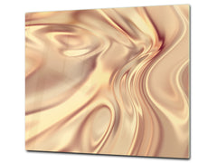 Tempered GLASS Cutting Board – Worktop saver and Pastry Board – Glass Kitchen Board; MEASURES: SINGLE: 60 x 52 cm (23,62” x 20,47”); DOUBLE: 30 x 52 cm (11,81” x 20,47”); D28 Golden Waves Series: Glamour gold texture