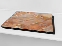 Chopping Board - Induction Cooktop Cover - Glass Cutting Board D22 Marbles 2 Series: Brown marble pattern