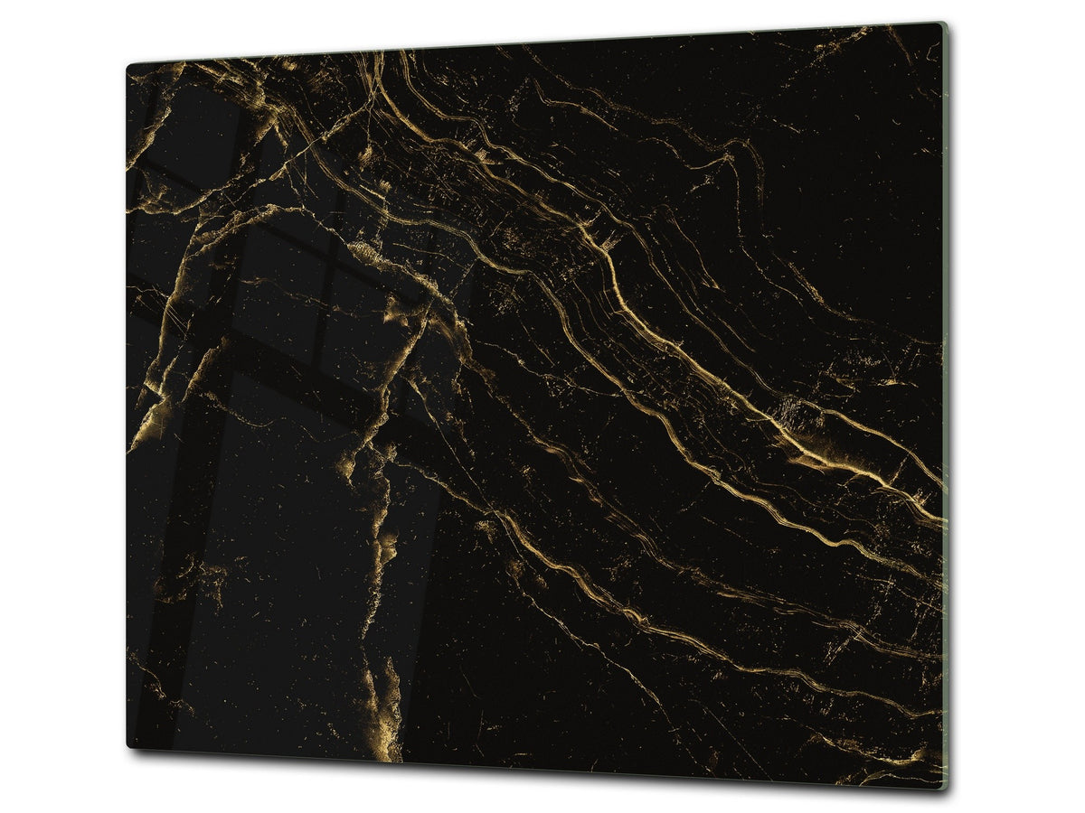 Chopping Board - Induction Cooktop Cover - Glass Cutting Board D22 Marbles 2 Series: Golden patterns