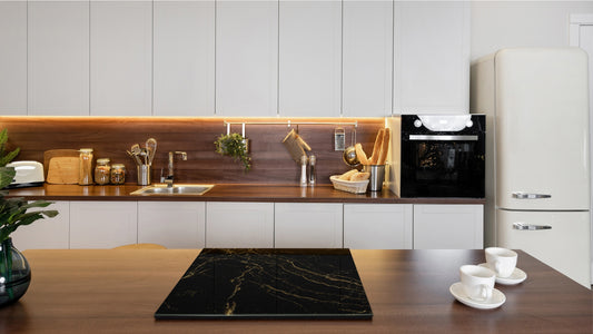 Chopping Board - Induction Cooktop Cover - Glass Cutting Board D22 Marbles 2 Series: Golden patterns