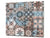 Tempered GLASS Kitchen Board – Impact & Scratch Resistant D27 Vintage leaves and patterns Series: Spanish mosaic tiles