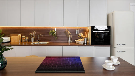 KITCHEN BOARD & Induction Cooktop Cover – Glass Pastry Board D25 Textures and tiles 1 Series: Blue and pink neon wall