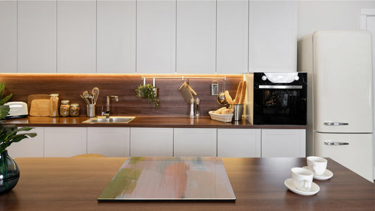 Tempered GLASS Kitchen Board – Impact & Scratch Resistant D27 Vintage leaves and patterns Series: Versatile artistic backdrop