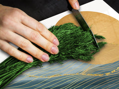 Tempered GLASS Kitchen Board – Impact & Scratch Resistant D27 Vintage leaves and patterns Series: Gold abstract lines