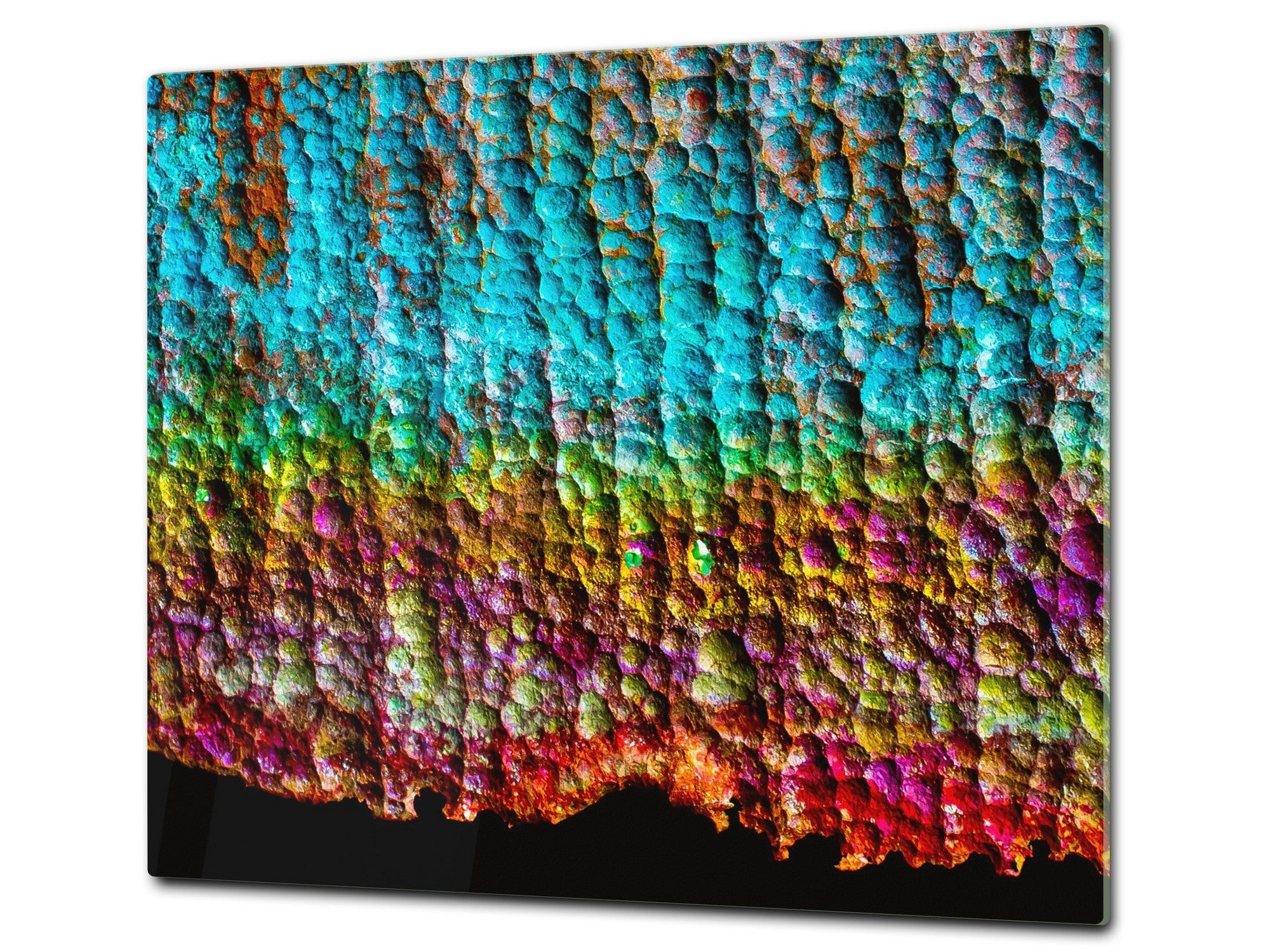 Chopping Board -  Impact & Scratch Resistant - Glass Cutting Board D24 Rusted textures Series: Oxidized copper abstraction