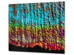 Chopping Board -  Impact & Scratch Resistant - Glass Cutting Board D24 Rusted textures Series: Oxidized copper abstraction