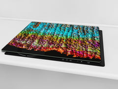 Chopping Board -  Impact & Scratch Resistant - Glass Cutting Board D24 Rusted textures Series: Oxidized copper abstraction