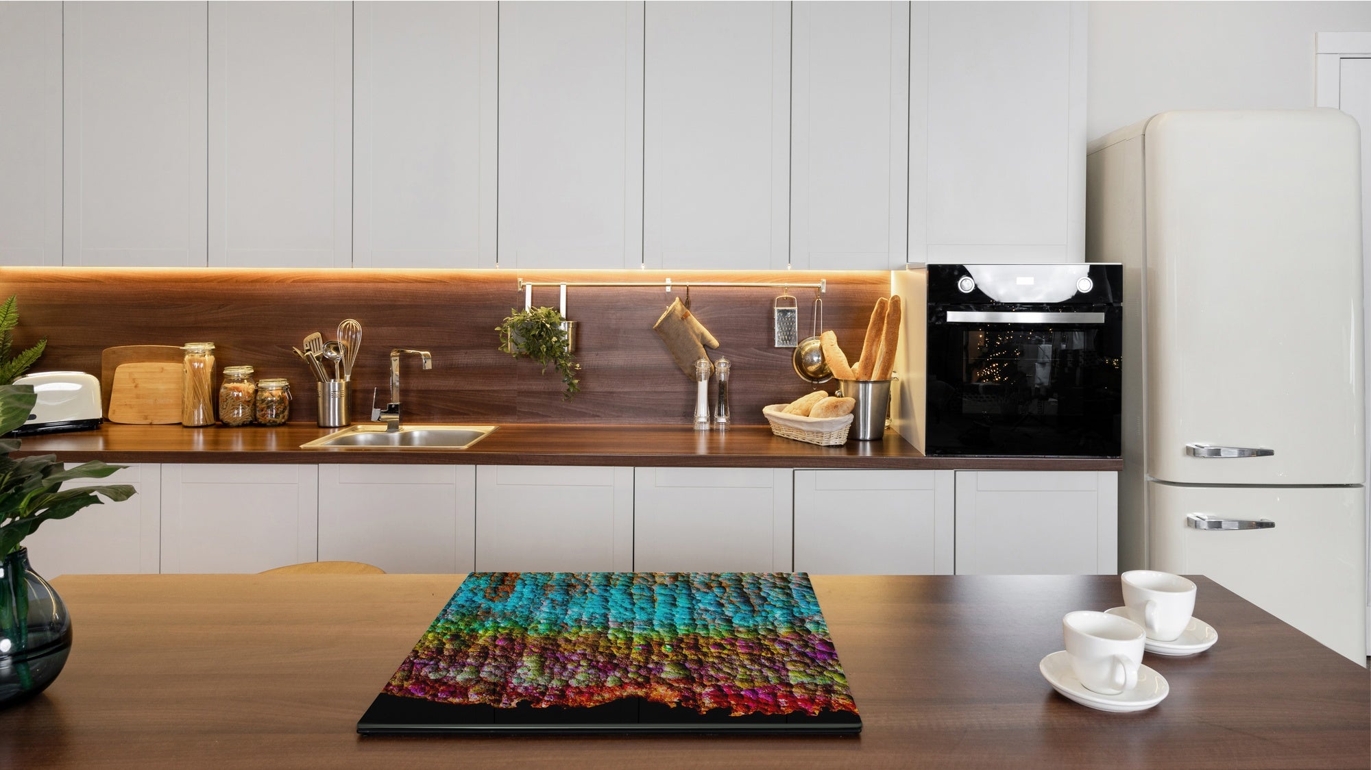 Chopping Board -  Impact & Scratch Resistant - Glass Cutting Board D24 Rusted textures Series: Oxidized copper abstraction