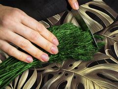 Induction Cooktop Cover Kitchen Board – Impact Resistant Glass Pastry Board – Heat resistant; MEASURES: SINGLE: 60 x 52 cm (23,62” x 20,47”); DOUBLE: 30 x 52 cm (11,81” x 20,47”); D31 Tropical Leaves Series: Exotic vintage