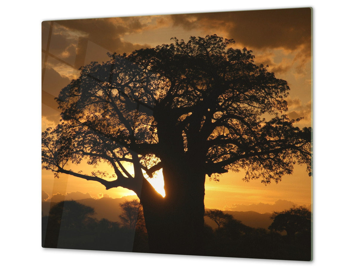 Very Big Kitchen Board – Glass Cutting Board and worktop saver; Nature series DD08: Albero 4