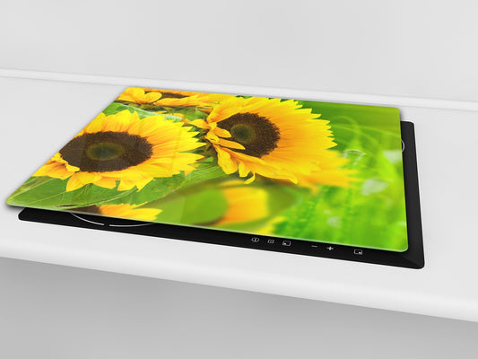 Glass Cutting Board and Worktop Saver D06 Flowers Series: Sunflower 1