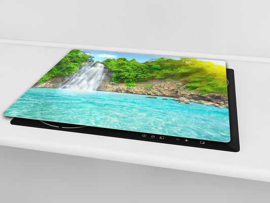 Tempered GLASS Kitchen Board – Impact & Scratch Resistant; D08 Nature Series: Waterfall 5