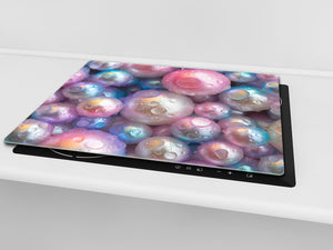 UNIQUE Tempered GLASS Kitchen Board –Scratch Resistant Glass Cutting Board –Glass Countertop MEASURES: SINGLE: 60 x 52 cm (23,62” x 20,47”); DOUBLE: 30 x 52 cm (11,81” x 20,47”); D29 Colourful Variety Series: Shiny pearls 1