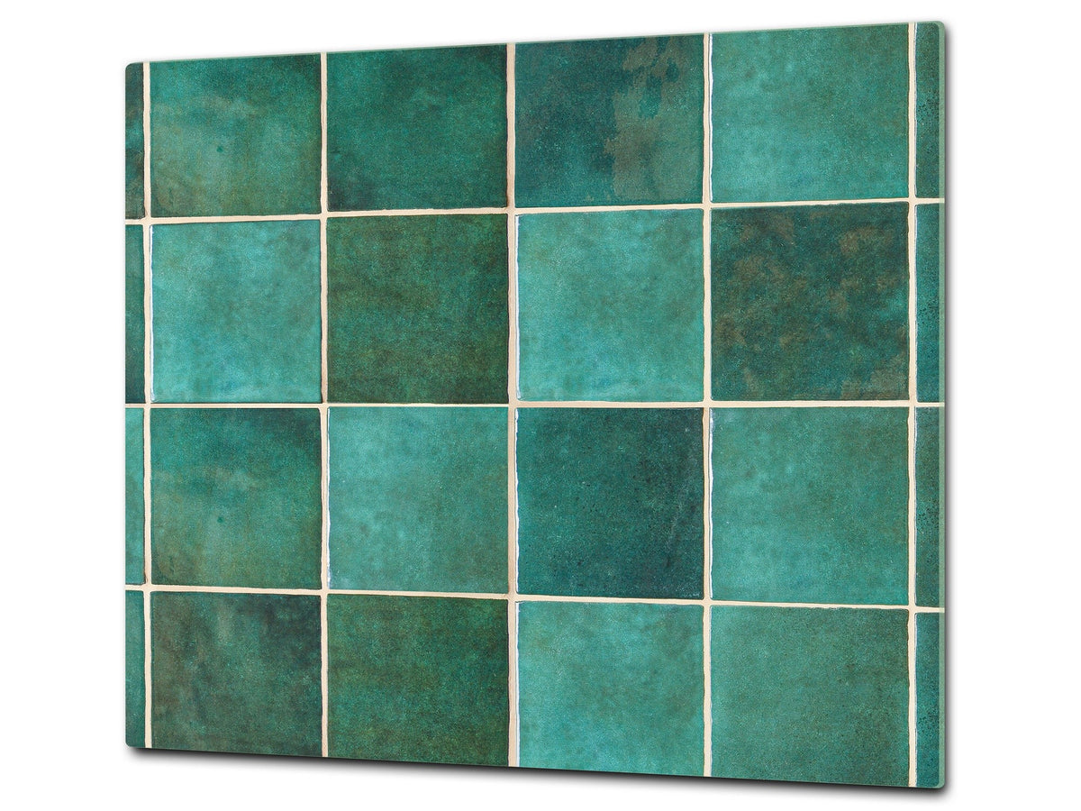 KITCHEN BOARD & Induction Cooktop Cover – Glass Pastry Board D25 Textures and tiles 1 Series: Green vintage ceramic tiles 3