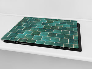 KITCHEN BOARD & Induction Cooktop Cover – Glass Pastry Board D25 Textures and tiles 1 Series: Green vintage ceramic tiles 1