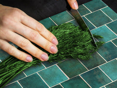 KITCHEN BOARD & Induction Cooktop Cover – Glass Pastry Board D25 Textures and tiles 1 Series: Green vintage ceramic tiles 1