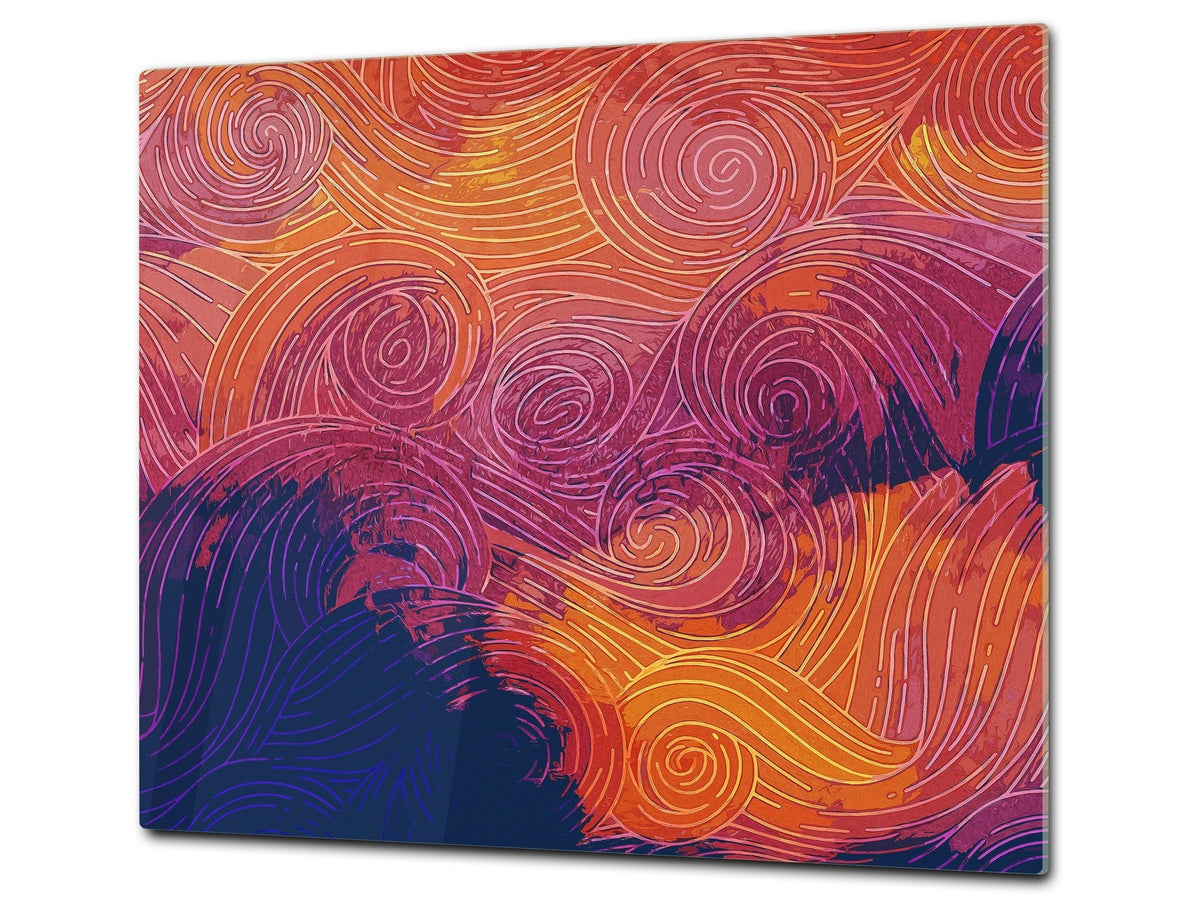 Induction Cooktop Cover –Shatter Resistant Glass Kitchen Board – Hob cover; MEASURES: SINGLE: 60 x 52 cm (23,62” x 20,47”); DOUBLE: 30 x 52 cm (11,81” x 20,47”); D32 Paintings Series: Impressionist sky 1