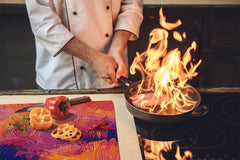 Induction Cooktop Cover –Shatter Resistant Glass Kitchen Board – Hob cover; MEASURES: SINGLE: 60 x 52 cm (23,62” x 20,47”); DOUBLE: 30 x 52 cm (11,81” x 20,47”); D32 Paintings Series: Impressionist sky 1